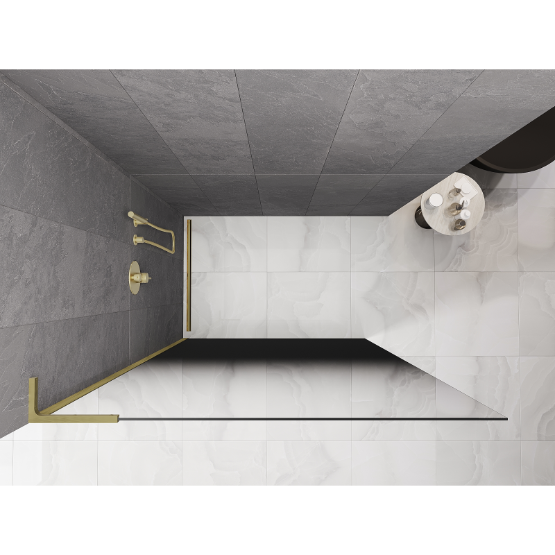 Mexen Kioto L ścianka prysznicowa Walk-in 70 x 200 cm, ombre czarna 8 mm, złota szczotkowana - 800-070-103-55-76