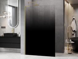 Mexen Kioto L ścianka prysznicowa Walk-in 80 x 200 cm, ombre czarna 8 mm, złota szczotkowana - 800-080-103-55-76