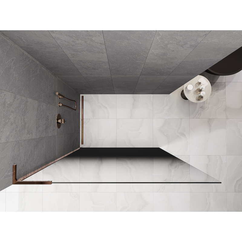 Mexen Kioto L ścianka prysznicowa Walk-in 80 x 200 cm, ombre czarna 8 mm, różowe złoto - 800-080-103-60-76
