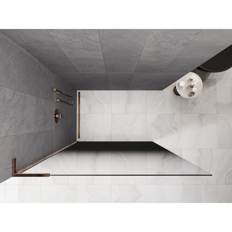 Mexen Kioto L ścianka prysznicowa Walk-in 90 x 200 cm, ombre czarna 8 mm, różowe złoto - 800-090-103-60-76