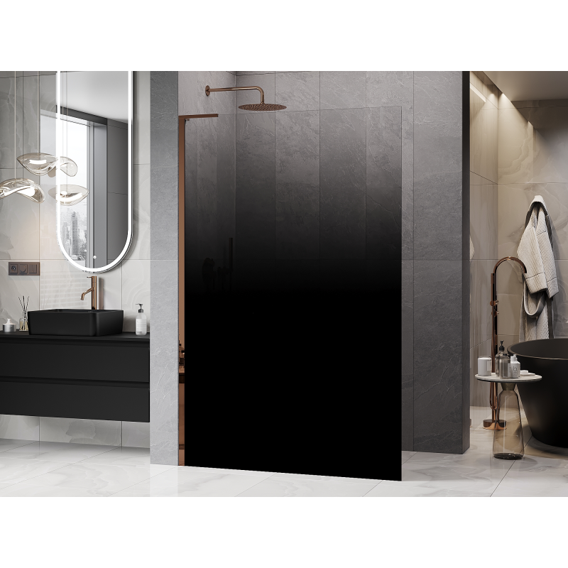 Mexen Kioto L ścianka prysznicowa Walk-in 100 x 200 cm, ombre czarna 8 mm, różowe złoto - 800-100-103-60-76