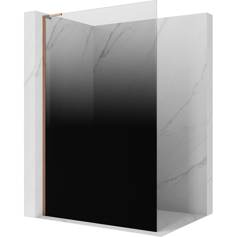 Mexen Kioto L ścianka prysznicowa Walk-in 100 x 200 cm, ombre czarna 8 mm, różowe złoto - 800-100-103-60-76