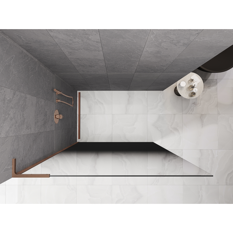 Mexen Kioto L ścianka prysznicowa Walk-in 70 x 200 cm, ombre czarna 8 mm, miedź szczotkowana - 800-070-103-65-76