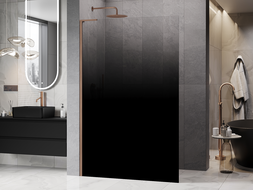 Mexen Kioto L ścianka prysznicowa Walk-in 70 x 200 cm, ombre czarna 8 mm, miedź szczotkowana - 800-070-103-65-76