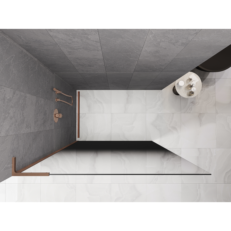 Mexen Kioto L ścianka prysznicowa Walk-in 70 x 200 cm, ombre czarna 8 mm, miedź szczotkowana - 800-070-103-65-76