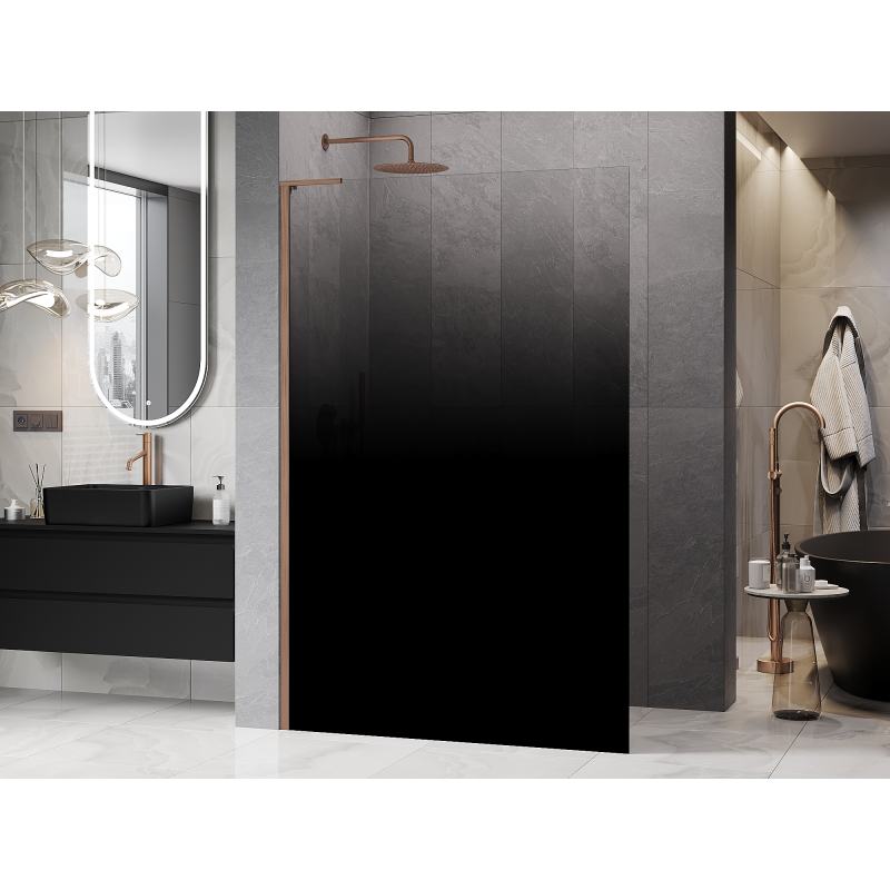 Mexen Kioto L ścianka prysznicowa Walk-in 110 x 200 cm, ombre czarna 8 mm, miedź szczotkowana - 800-110-103-65-76