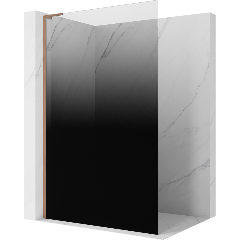 Mexen Kioto L ścianka prysznicowa Walk-in 110 x 200 cm, ombre czarna 8 mm, miedź szczotkowana - 800-110-103-65-76