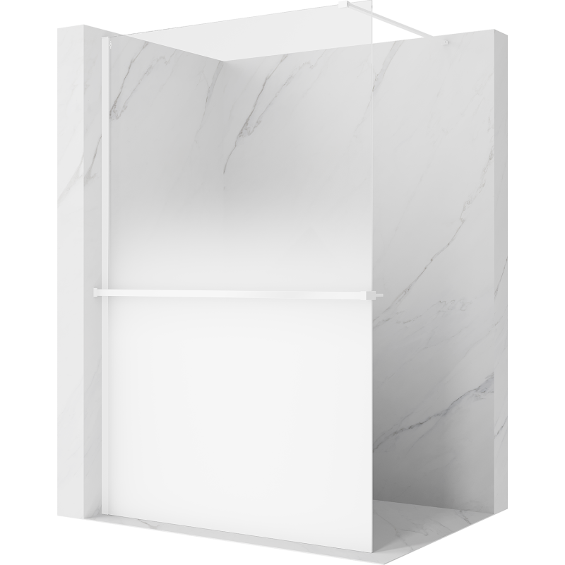 Mexen Kioto+ ścianka prysznicowa z półką Walk-in 80 x 200 cm, ombre biała 8 mm, biała - 800-080-121-20-86