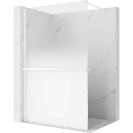 Mexen Kioto+ ścianka prysznicowa z półką Walk-in 140 x 200 cm, ombre biała 8 mm, biała - 800-140-121-20-86