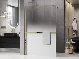 Mexen Kioto+ ścianka prysznicowa z półką Walk-in 70 x 200 cm, ombre biała 8 mm, biała - 800-070-121-20-86