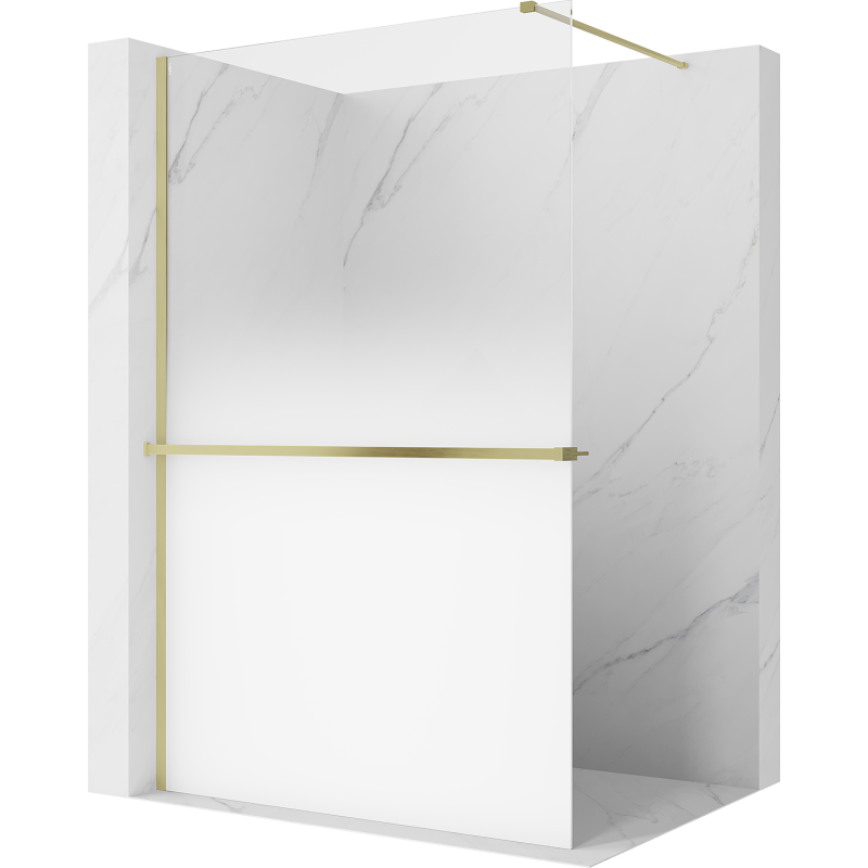 Mexen Kioto+ ścianka prysznicowa z półką Walk-in 70 x 200 cm, ombre biała 8 mm, złota - 800-070-121-50-86