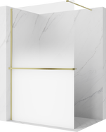 Mexen Kioto+ ścianka prysznicowa z półką Walk-in 70 x 200 cm, ombre biała 8 mm, złota szczotkowana - 800-070-121-55-86