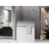 Mexen Kioto+ ścianka prysznicowa z półką Walk-in 140 x 200 cm, ombre biała 8 mm, złota szczotkowana - 800-140-121-55-86