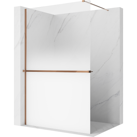 Mexen Kioto+ ścianka prysznicowa z półką Walk-in 80 x 200 cm, ombre biała 8 mm, różowe złoto - 800-080-121-60-86