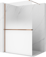 Mexen Kioto+ ścianka prysznicowa z półką Walk-in 80 x 200 cm, ombre biała 8 mm, różowe złoto - 800-080-121-60-86