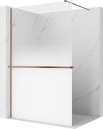 Mexen Kioto+ ścianka prysznicowa z półką Walk-in 70 x 200 cm, ombre biała 8 mm, różowe złoto - 800-070-121-60-86