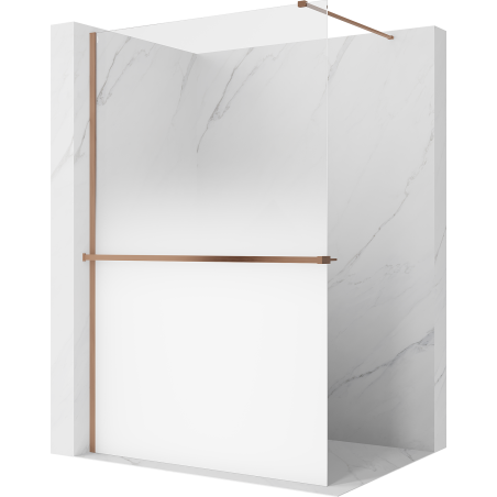 Mexen Kioto+ ścianka prysznicowa z półką Walk-in 70 x 200 cm, ombre biała 8 mm, różowe złoto - 800-070-121-65-86