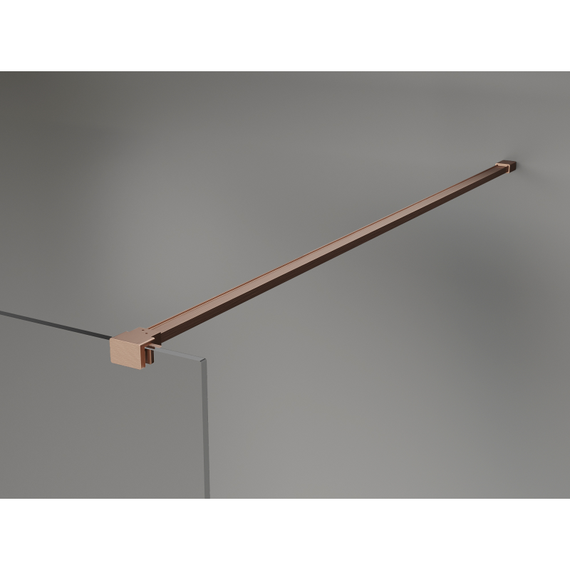 Mexen Kioto+ ścianka prysznicowa z półką Walk-in 130 x 200 cm, ombre biała 8 mm, miedź szczotkowana - 800-130-121-65-86