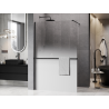 Mexen Kioto+ ścianka prysznicowa z półką Walk-in 90 x 200 cm, ombre biała 8 mm, czarna - 800-090-121-70-86