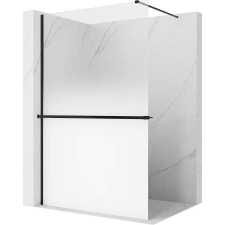 Mexen Kioto+ ścianka prysznicowa z półką Walk-in 130 x 200 cm, ombre biała 8 mm, czarna - 800-130-121-70-86