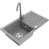 Mexen Pablo zlewozmywak granitowy 1-komorowy z ociekaczem i baterią kuchenną Telma, szary - 6510-71-670200-71