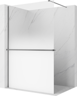 Mexen Kioto+ ścianka prysznicowa z półką Walk-in 70 x 200 cm, ombre biała 8 mm, czarna - 800-070-121-70-86