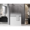 Mexen Kioto+ ścianka prysznicowa z półką Walk-in 80 x 200 cm, ombre biała 8 mm, gun metal - 800-080-121-95-86