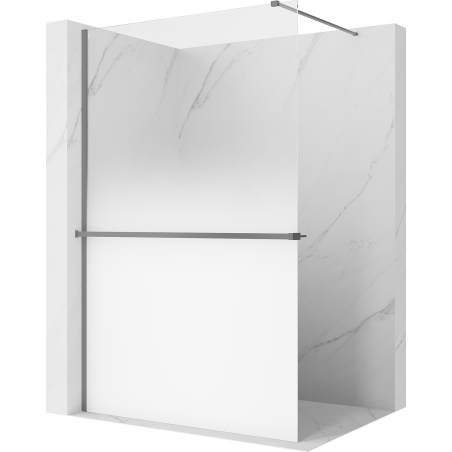 Mexen Kioto+ ścianka prysznicowa z półką Walk-in 90 x 200 cm, ombre biała 8 mm, gun metal - 800-090-121-95-86