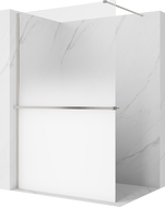 Mexen Kioto+ ścianka prysznicowa z półką Walk-in 70 x 200 cm, ombre biała 8 mm, nikiel szczotkowany - 800-070-121-97-86