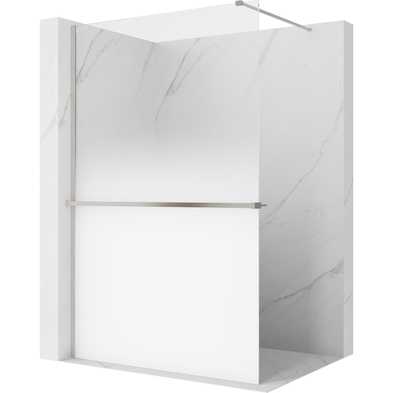 Mexen Kioto+ ścianka prysznicowa z półką Walk-in 80 x 200 cm, ombre biała 8 mm, nikiel szczotkowany - 800-080-121-97-86