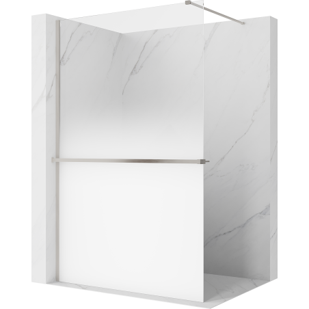 Mexen Kioto+ ścianka prysznicowa z półką Walk-in 80 x 200 cm, ombre biała 8 mm, nikiel szczotkowany - 800-080-121-97-86