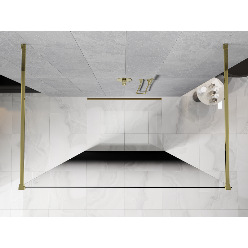 Mexen Kioto ścianka prysznicowa wolnostojąca 130 x 200 cm, ombre czarna 8 mm, złota - 800-130-002-50-76