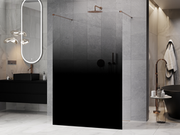 Mexen Kioto ścianka prysznicowa wolnostojąca 100 x 200 cm, ombre czarna 8 mm, różowe złoto - 800-100-002-60-76
