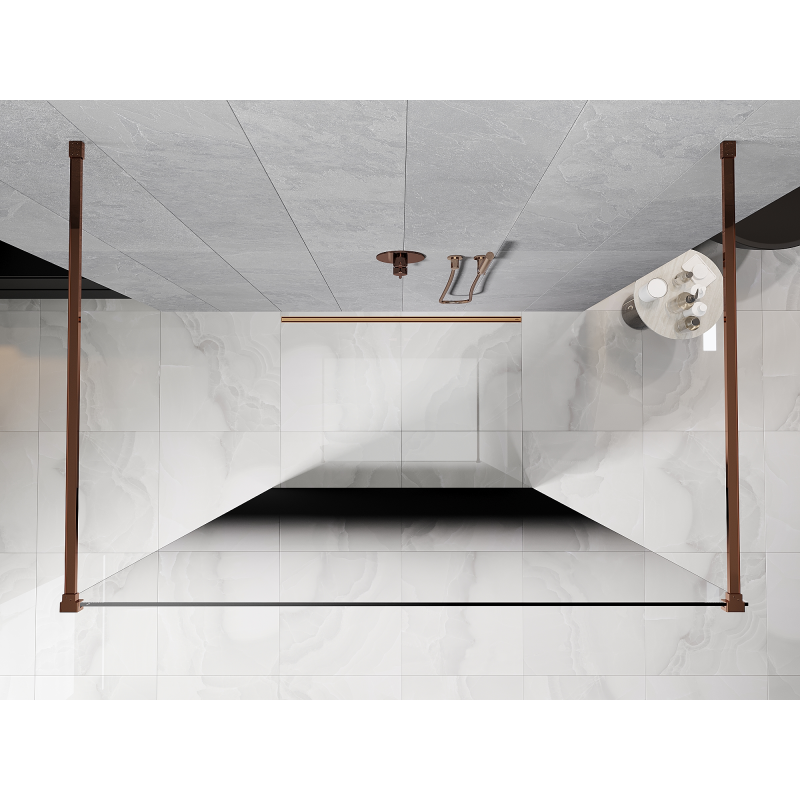 Mexen Kioto ścianka prysznicowa wolnostojąca 120 x 200 cm, ombre czarna 8 mm, różowe złoto - 800-120-002-60-76