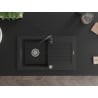 Mexen Pablo zlewozmywak granitowy 1-komorowy z ociekaczem i baterią kuchenną Telma, czarny - 6510-77-670200-70
