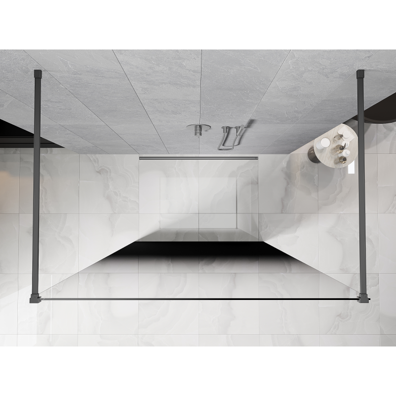 Mexen Kioto ścianka prysznicowa wolnostojąca 130 x 200 cm, ombre czarna 8 mm, gun metal - 800-130-002-95-76