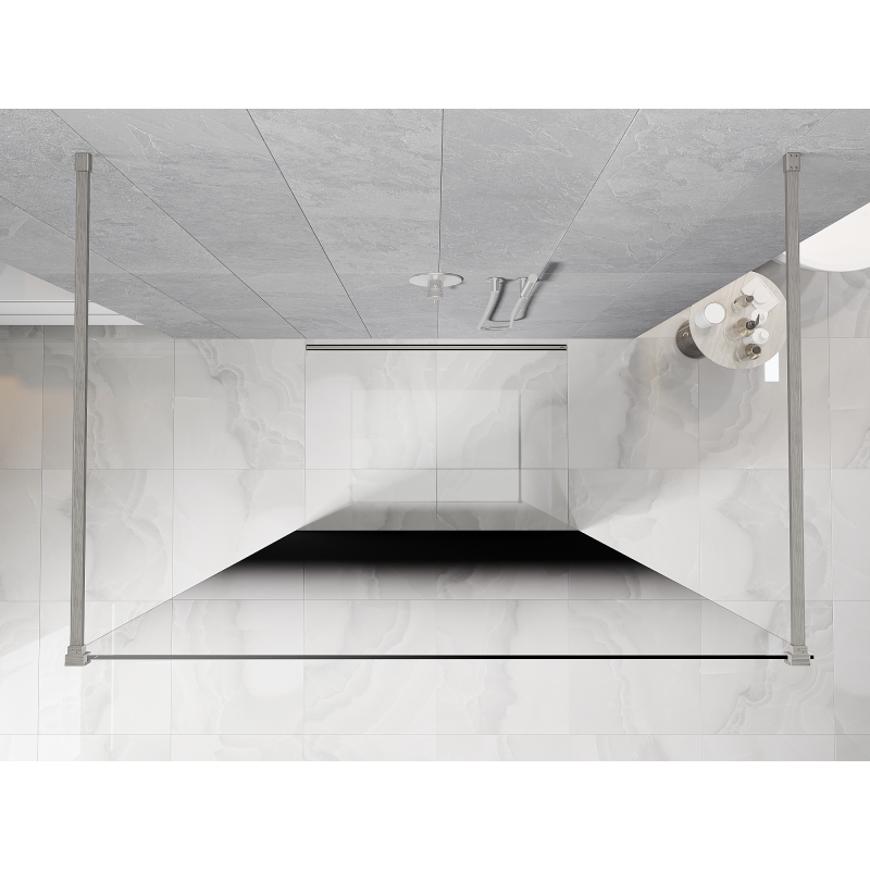 Mexen Kioto ścianka prysznicowa wolnostojąca 130 x 200 cm, ombre czarna 8 mm, nikiel szczotkowany - 800-130-002-97-76