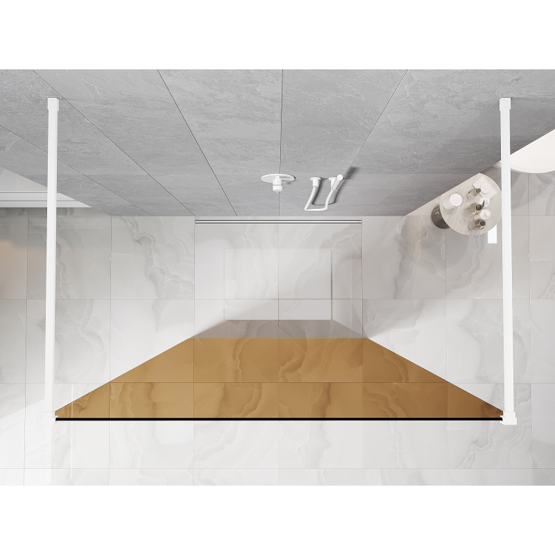 Mexen Kioto ścianka prysznicowa wolnostojąca 120 x 200 cm, brąz 8 mm, biała - 800-120-002-20-32