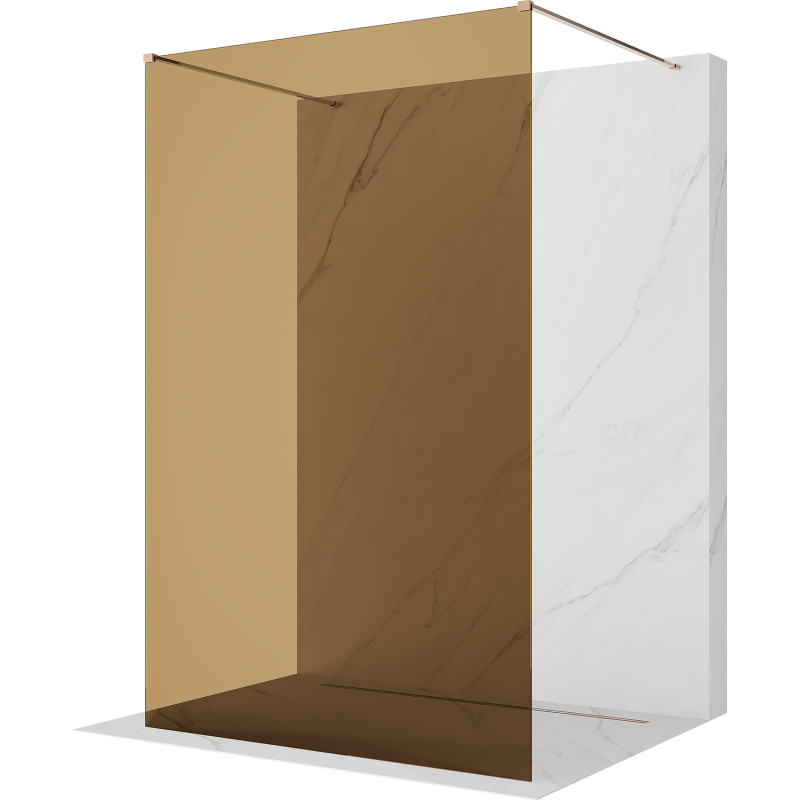 Mexen Kioto ścianka prysznicowa wolnostojąca 100 x 200 cm, brąz 8 mm, różowe złoto - 800-100-002-60-32
