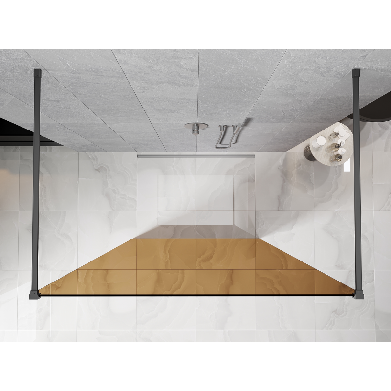 Mexen Kioto ścianka prysznicowa wolnostojąca 100 x 200 cm, brąz 8 mm, gun metal - 800-100-002-95-32
