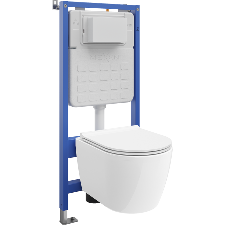 Mexen zestaw podtynkowy WC stelaż pneumatyczny Tex Air Slim z miską WC Carmen i deską wolnoopadającą, biały - 610030884000A