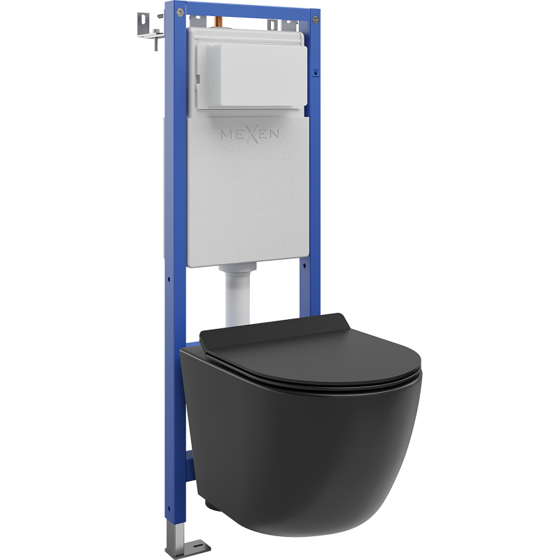 Mexen zestaw podtynkowy WC stelaż wąski, narożny Tex W z miską WC Lena i deską wolnoopadającą, czarny mat - 610530221085