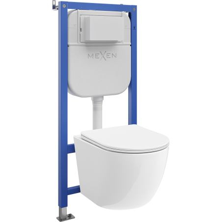 Mexen zestaw podtynkowy WC stelaż pneumatyczny Tex Air E z miską WC Lena Tornado i deską wolnoopadającą, biały - 610930224000TA