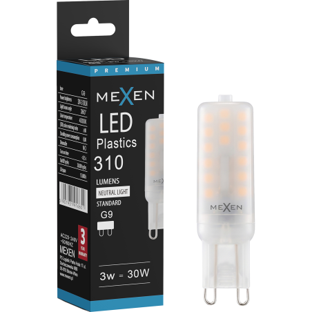 Mexen Aura żarówka LED G9, 3W, Ciepła - 3000K, 300 lm - L120-G9-0330-01