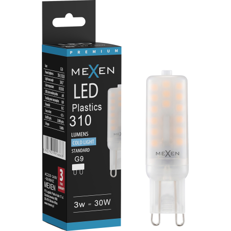Mexen Aura żarówka LED G9, 3W, Neutralna - 4000K, 300 lm - L120-G9-0340-01