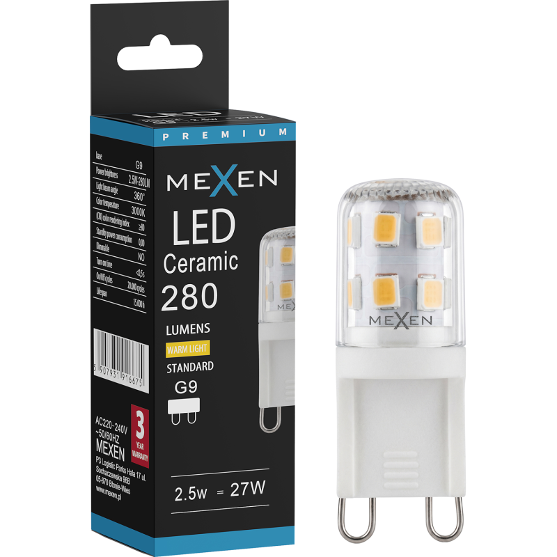 Mexen Aura żarówka LED G9, 2W, Ciepła - 3000K, 200 lm - L120-G9-0230-01