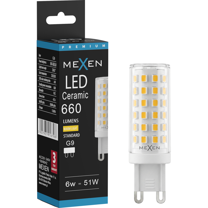 Mexen Aura żarówka LED G9, 4,8W, Ciepła - 3000K, 600 lm - L121-G9-0530-01