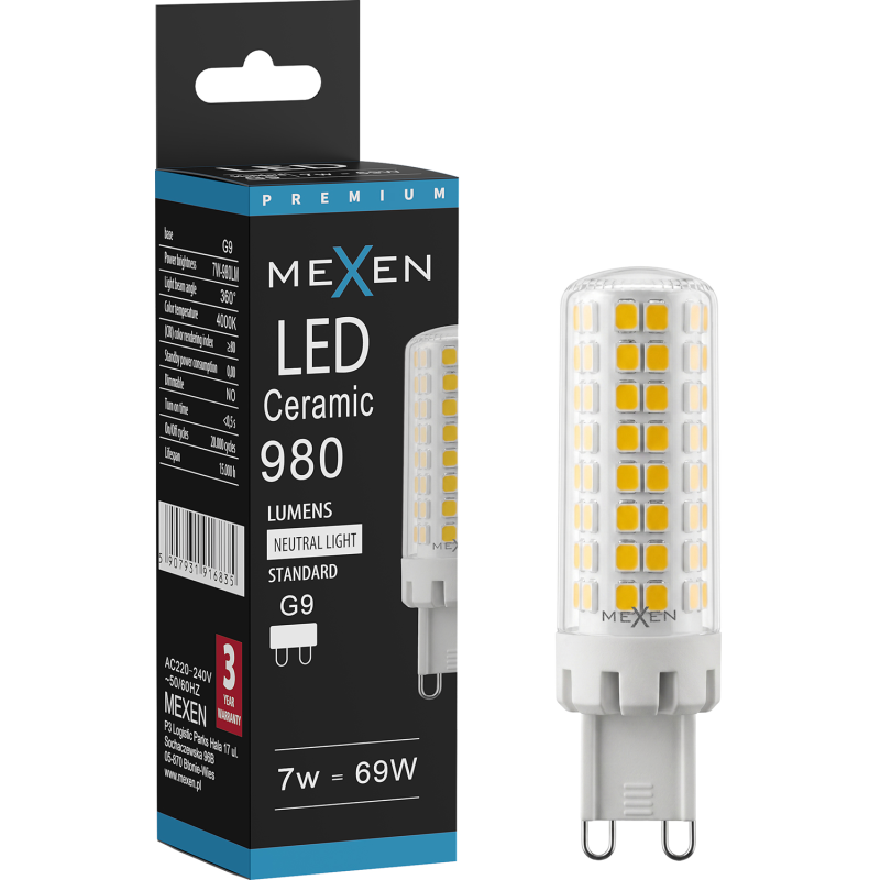 Mexen Aura żarówka LED G9, 7W, Ciepła - 3000K, 950 lm - L121-G9-0730-01