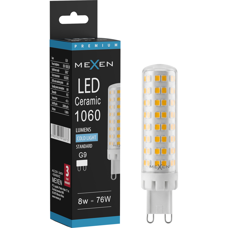 Mexen Aura żarówka LED G9, 8W, Neutralna - 4000K, 1060 lm - L121-G9-0840-01