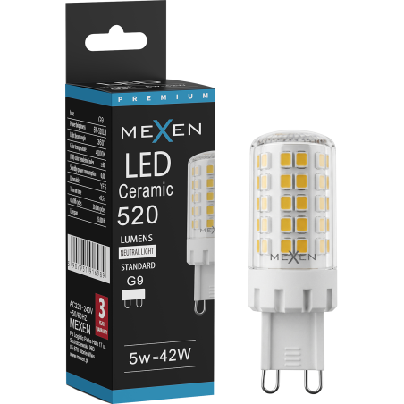 Mexen Aura żarówka LED ściemnialna G9, 5W, Ciepła - 3000K, 500 lm - L122-G9-0530-01